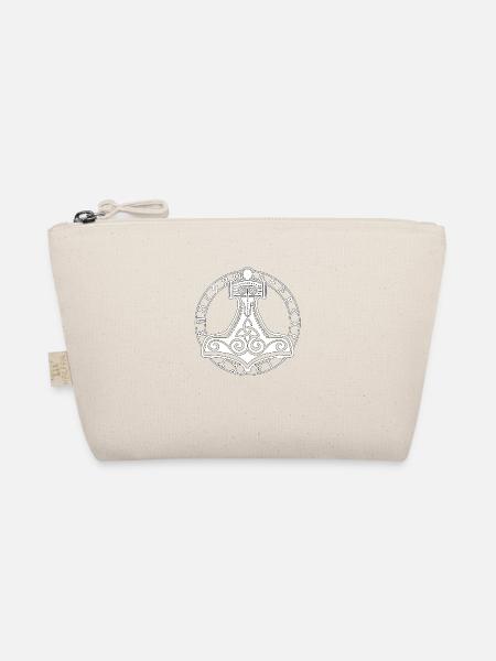 Thors Hammer Runes - Organic Pouch - nature - Front