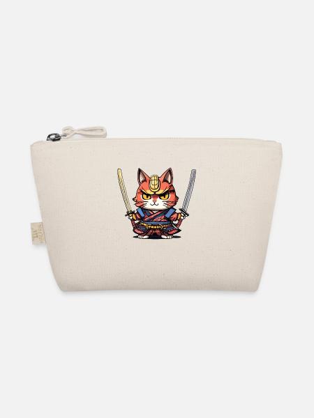 Samurai Cat #41 - Organic Pouch - nature - Front