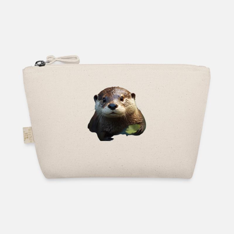 Süßer Otter mit Blatt - Bio-Täschchen - Natur