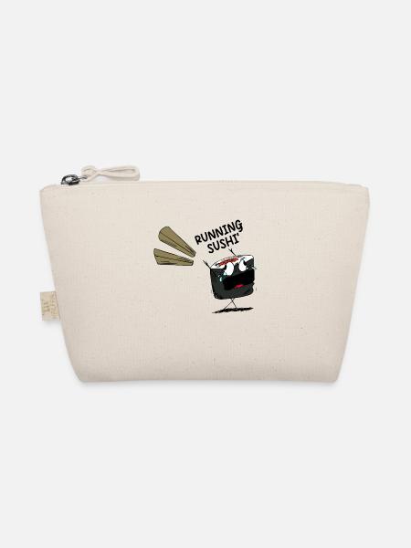 Funny Saying Running Sushi - Organic Pouch - nature - Front