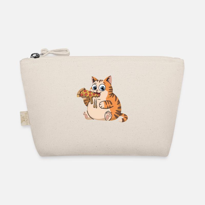 Drôle de chat potelé mangeant de la pizza restauration rapide Trousse biologique