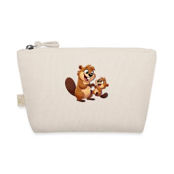 Mère castor avec enfant gambadant - Trousse biologique - nature - Devant