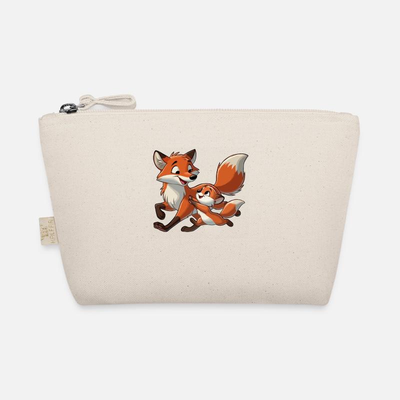 Fuchs mit herumtollendem Kind - Bio-Täschchen - Natur