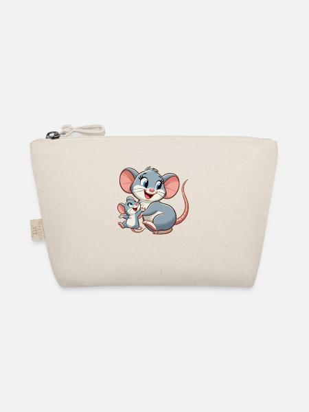 Mouse mother with child frolicking - Organic Pouch - nature - Front