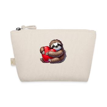 Lazy Sloth with Heart Valentine's Day Love - Organic Pouch - nature - Front