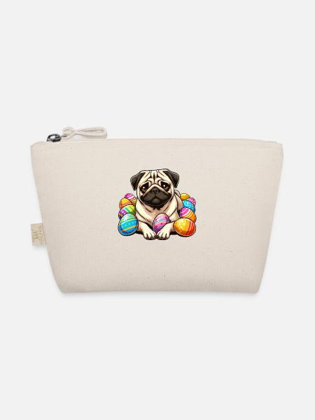 Cute Pug Easter Easter Egg Cartoon Relax Chill - Organic Pouch - nature - Front