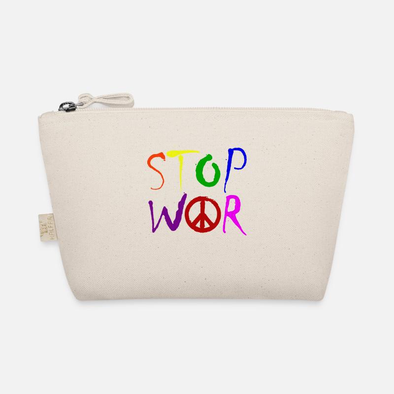 STOP WAR with Peace Sign Peace Symbol – NO WAR Organic Pouch