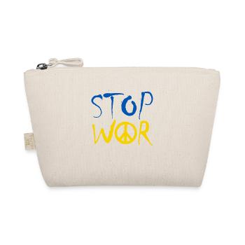 STOP WAR mit Peace Zeichen Peace Symbol – Ukraine - Bio-Täschchen - Natur - Vorne