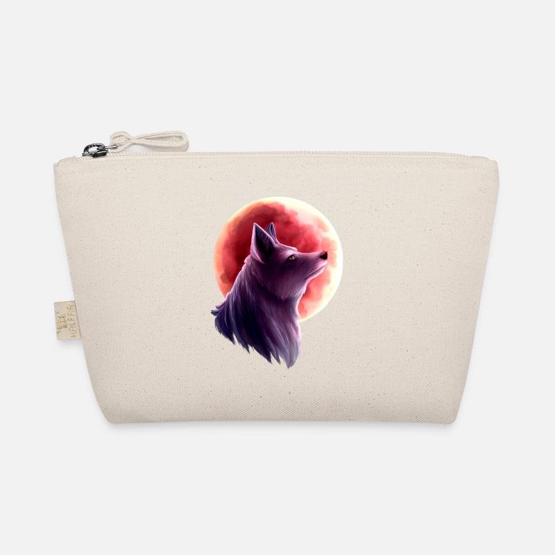 Wolf und Blutmond 2 - Bio-Täschchen - Natur
