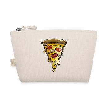 I love Pizza - Pizzastück - Herz - Comic -Geschenk - Bio-Täschchen - Natur - Vorne