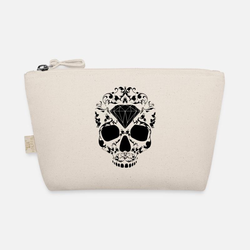 Skull Skullhead Floral Diamond Hipster Swag Black Bio-Täschchen