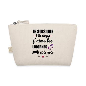 Fille simple licorne moto, motarde, cadeau licorne - Trousse biologique - nature - Devant