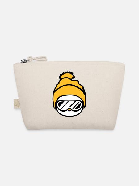 kueken kopf gesicht schnee winter vogel spass renn - Organic Pouch - nature - Front