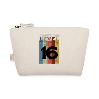 Level 16, Vintage Shirt zum 16. Geburtstag - Bio-Täschchen - Natur - Vorne