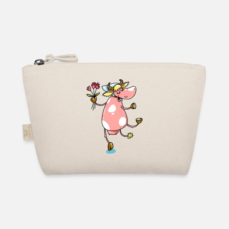 Bauernkuh mit Blumen Süßes Design Bio-Täschchen