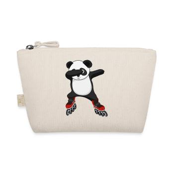 dabbing panda on inlineskates skating skater tier - Bio-Täschchen - Natur - Vorne