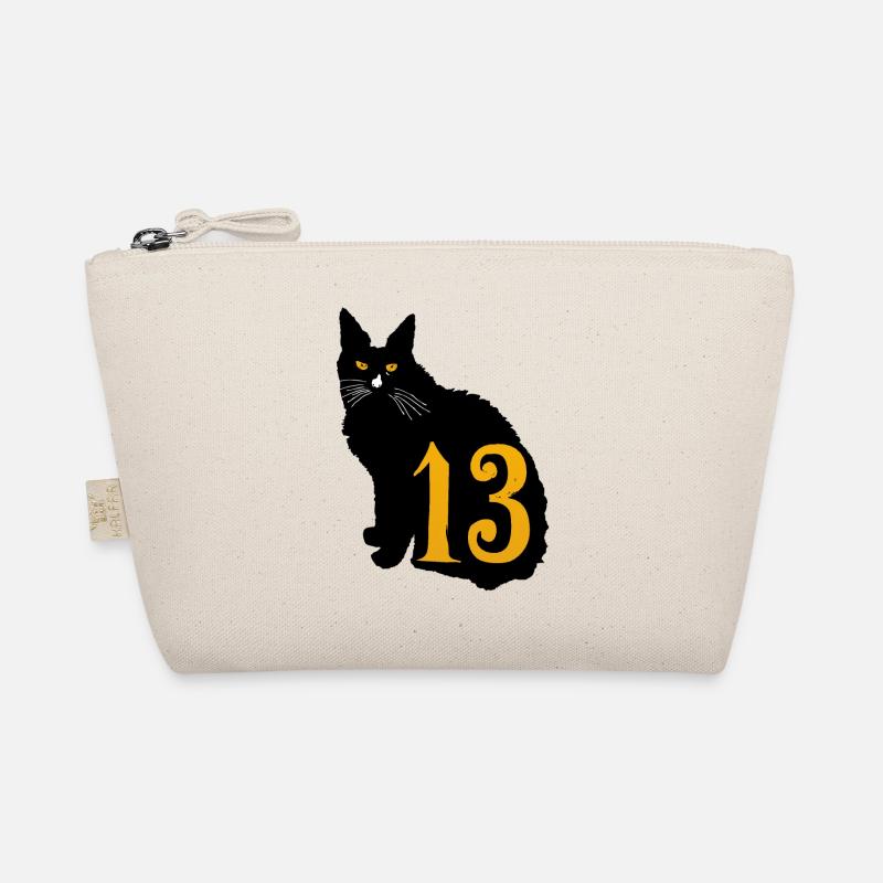 schwarze Katze Nummer 13 Bio-Täschchen