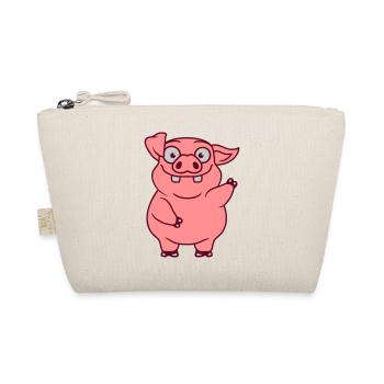 Waving Funny Pig Comic - Organic Pouch - nature - Front