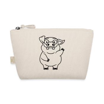 Comic waving funny pig - Organic Pouch - nature - Front