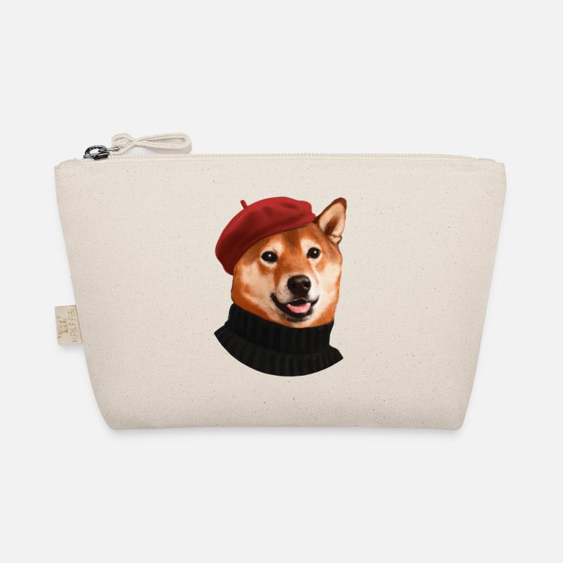 Shiba Hund mit Mütze und Pullover - Bio-Täschchen - Natur