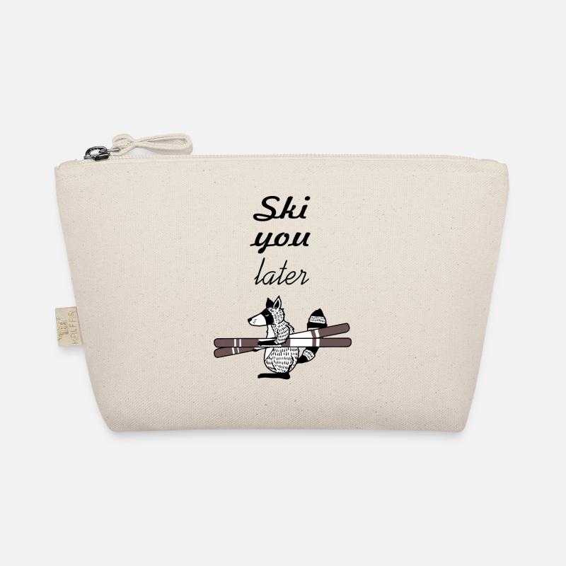 Cooler Waschbär mit Ski - Ski you later! - Bio-Täschchen - Natur
