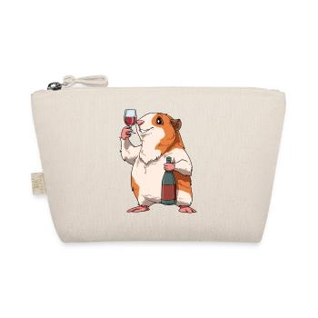 Lustiges Meerschweinchen mit Wein - Bio-Täschchen - Natur - Vorne
