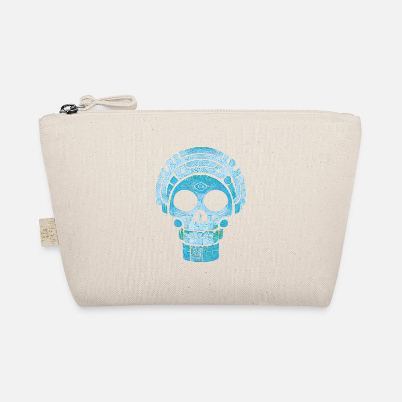 Blue Mayan skull Organic Pouch