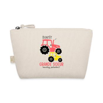 tracteur bientôt grande soeur humour enfant bébé - Trousse biologique - nature - Devant