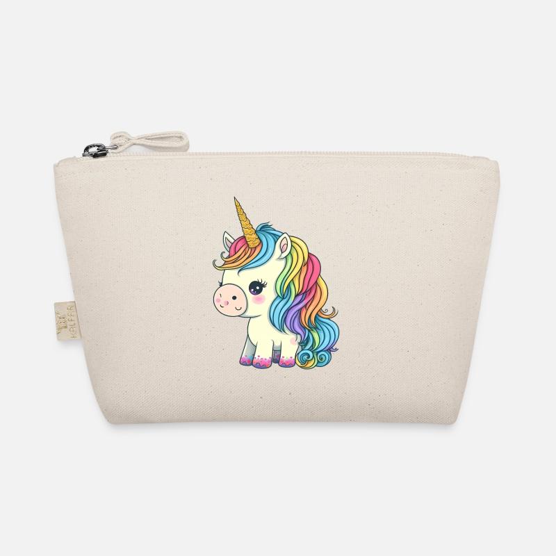00246 süßes Baby Einhorn mit Regenbogenmähne - Bio-Täschchen - Natur