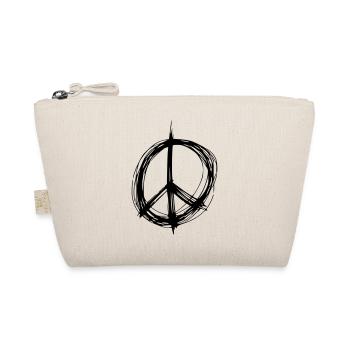 Peace Zeichen Zeichnung Frieden Skizze schwarz - Bio-Täschchen - Natur - Vorne