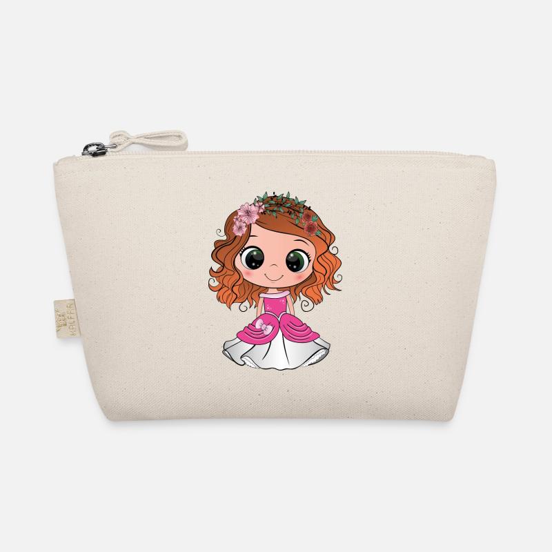 Princesse rousse aux yeux verts et une robe rose - Trousse biologique - nature