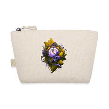 A retro vintage pocket watch surrounded by leaves - Organic Pouch - nature - Front
