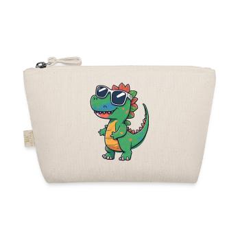 Kawaii Cute Happy Dinosaur with Sunglasses - Organic Pouch - nature - Front