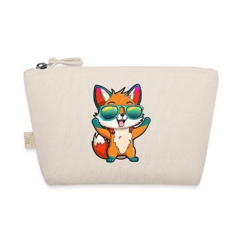 Kawaii Cute Happy Colorful Fox with Sunglasses - Organic Pouch - nature - Front
