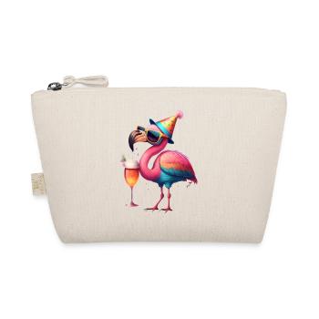 Funny flamingo With beer, and party hat - Organic Pouch - nature - Front