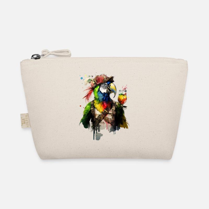 Cool parrot pirate with beer. Organic Pouch