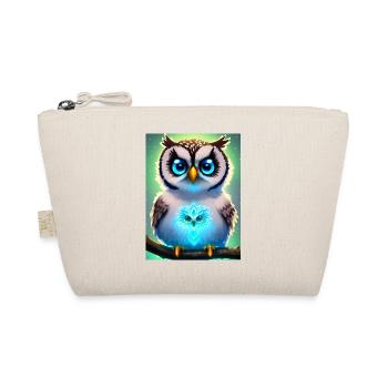 Cute owl with light neon aura & big eyes - Organic Pouch - nature - Front