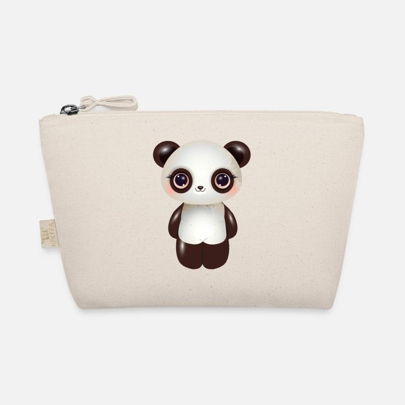 cute panda with pink cheeks in comic style Organic Pouch