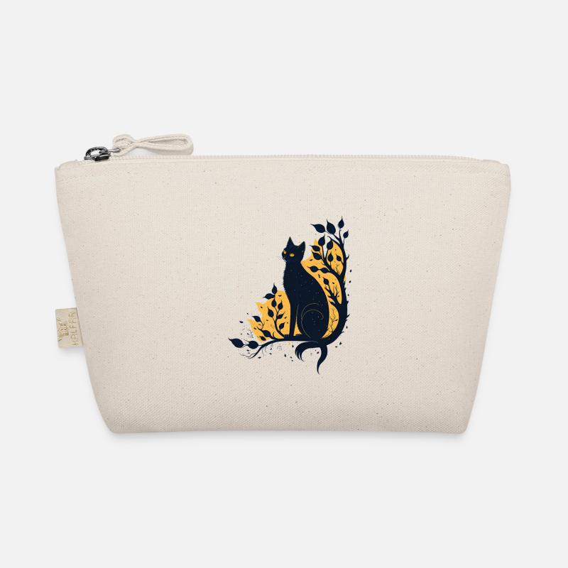 Black cat on tree branch Organic Pouch