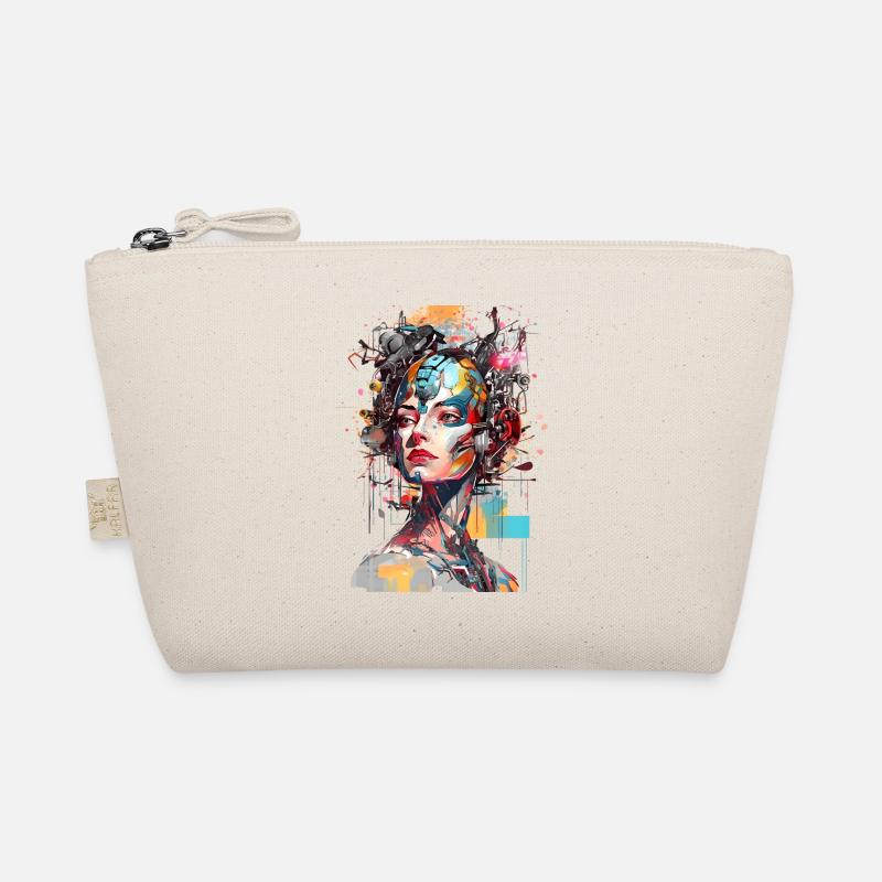 Portrait eines weiblichen AI Androiden/Cyborg Bio-Täschchen