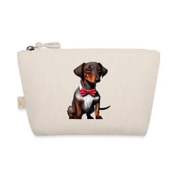 Dackelwelpe Dachshund mit Fliege Hund Hunde - Bio-Täschchen - Natur - Vorne