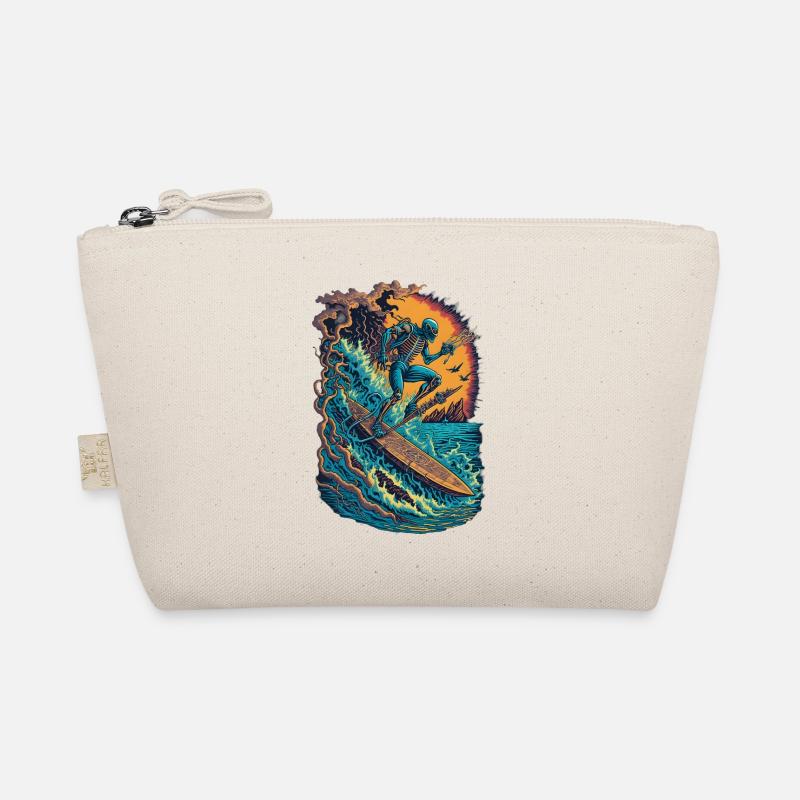 Skeleton Surfer Skull Surfing Comic Style Funny Organic Pouch