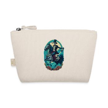 Skeleton in Suit Rides Horse Cool Comic Cartoon - Organic Pouch - nature - Front