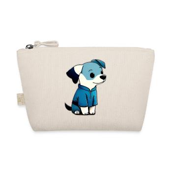 Cute Little Pet Dog wearing a blue Jacket - Organic Pouch - nature - Front