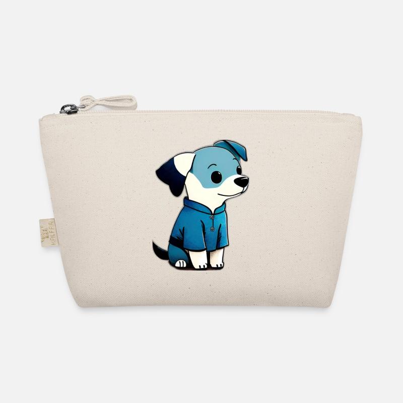 Netter kleiner Hund in blauer Jacke - Bio-Täschchen - Natur