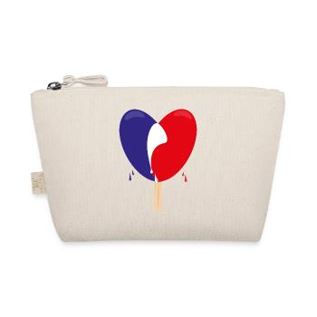 Flagge von Frankreich mit Herz. - Bio-Täschchen - Natur - Vorne