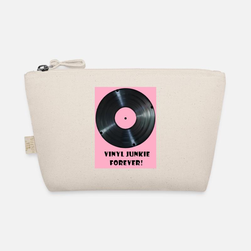 Vinyl Junkie forever - rosa - Bio-Täschchen - Natur