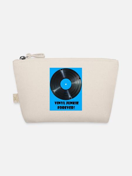 Vinyl Junkie forever -blau - Bio-Täschchen - Natur