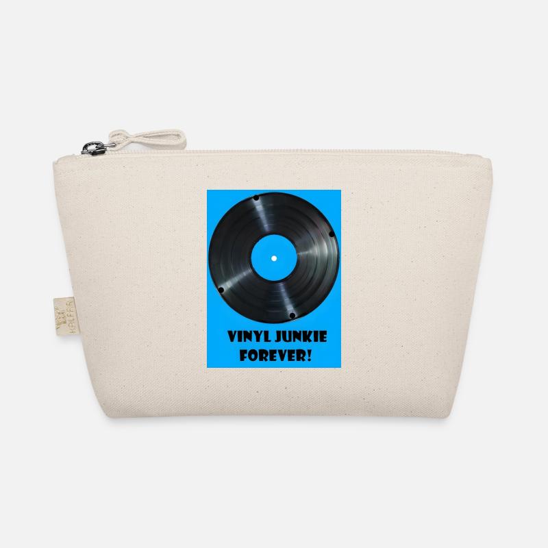 Vinyl Junkie forever -blau - Bio-Täschchen - Natur
