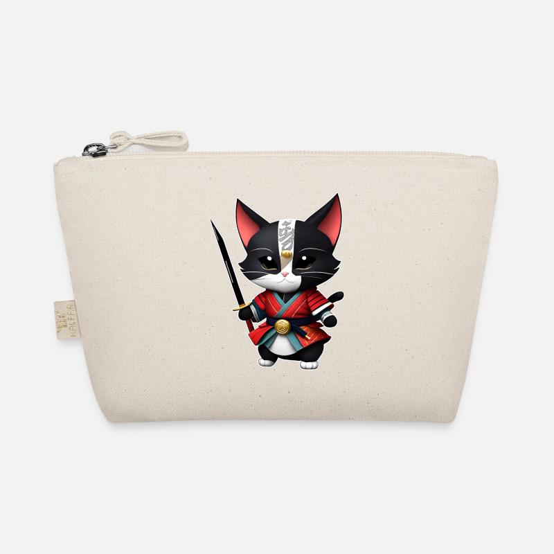 Mignon chat samouraï avec épée katana - Trousse biologique - nature